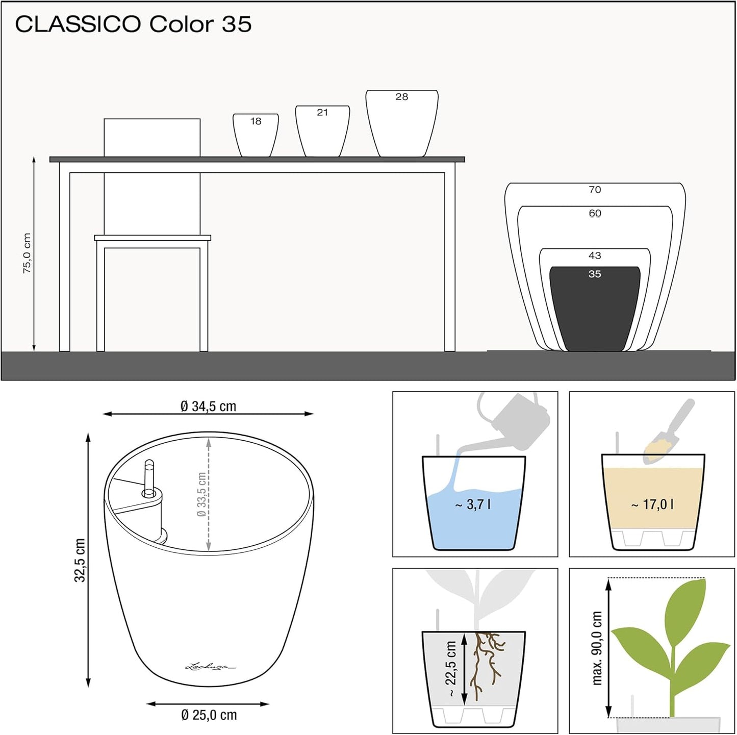 Classico Color, 36x36x32.5 cm Weiss
