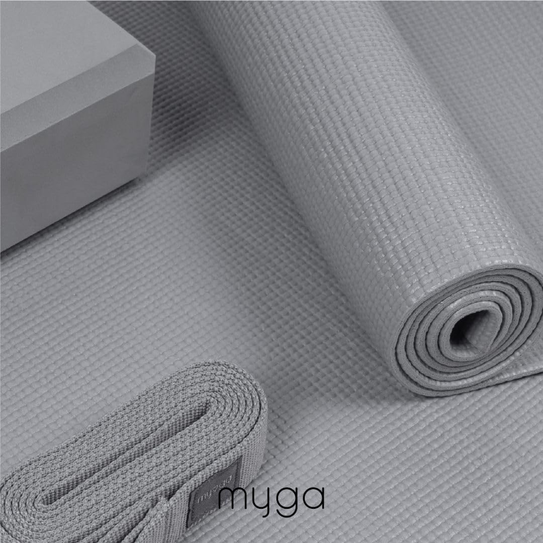 Yoga-Starter-Set: Matte, Blöcke & Gurt für Anfänger, Grau