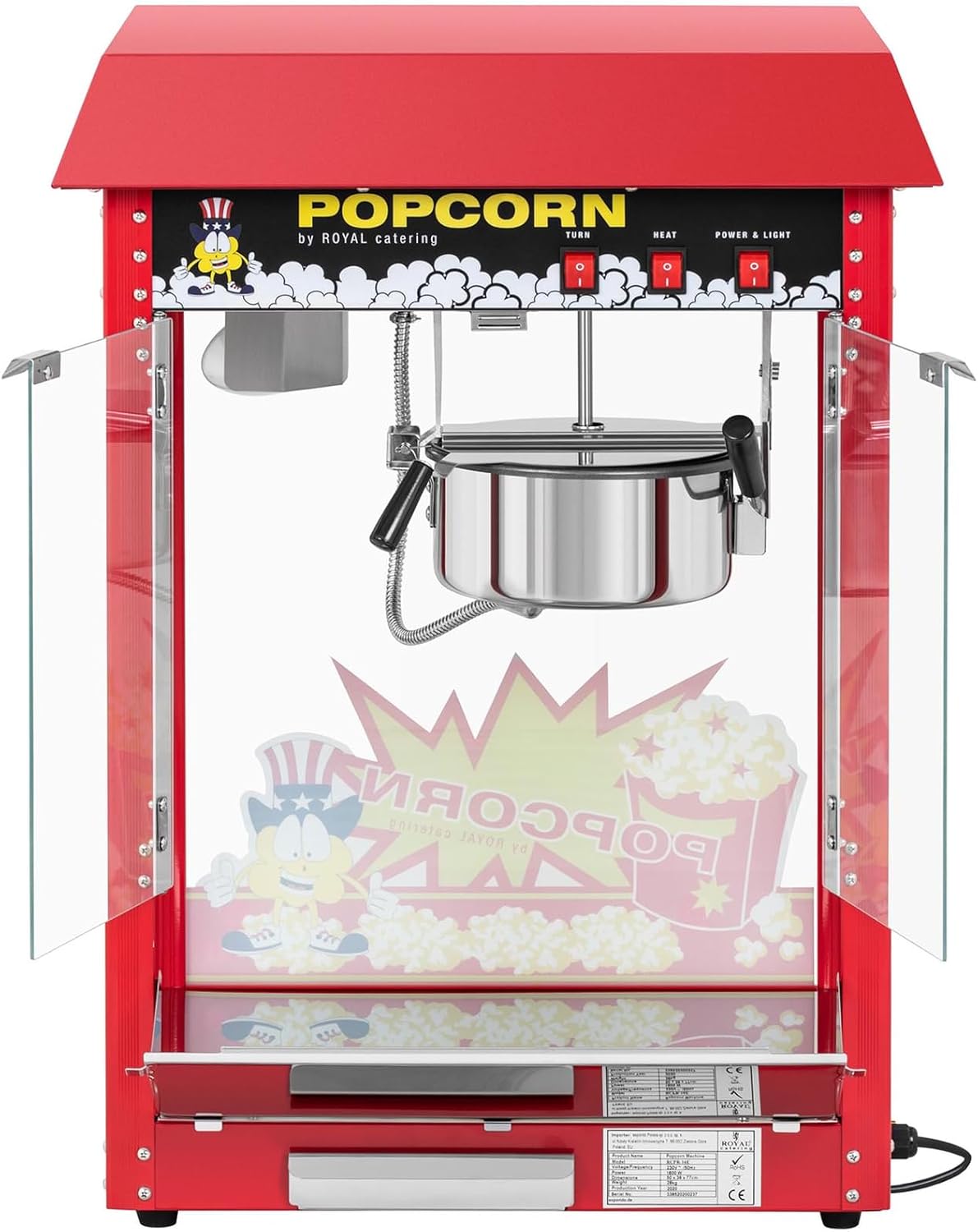 Popcornmaschine Retro-Design mit Teflon-Topf