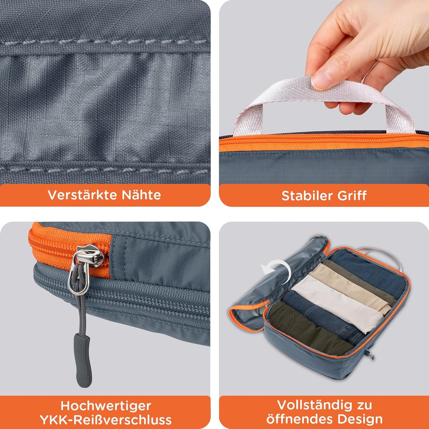 Kompressions-Packwürfel-Set, 3PCS Grau