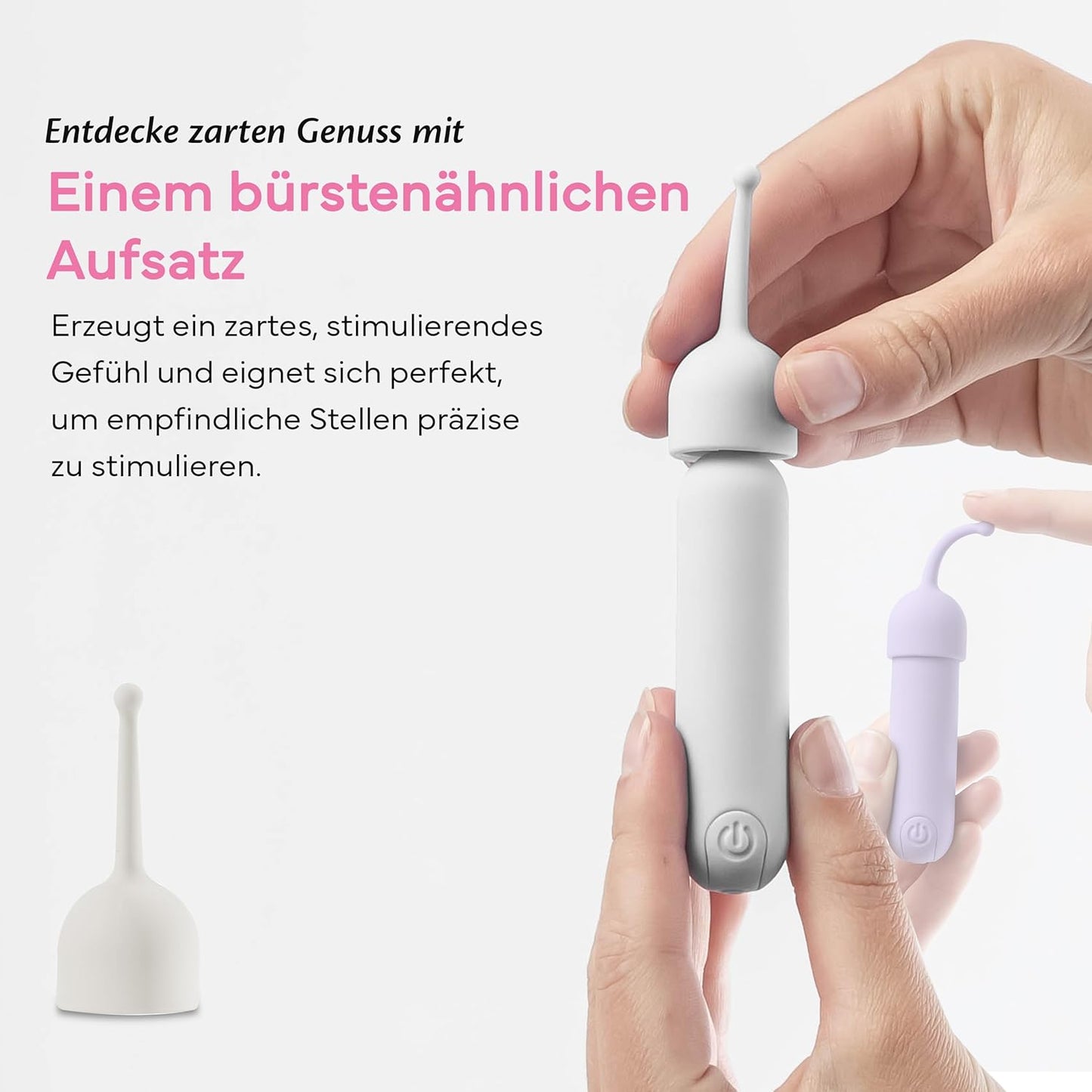 Mini-Vibratorenset mit 10 Modi & 3 Aufsätzen, Whisper White