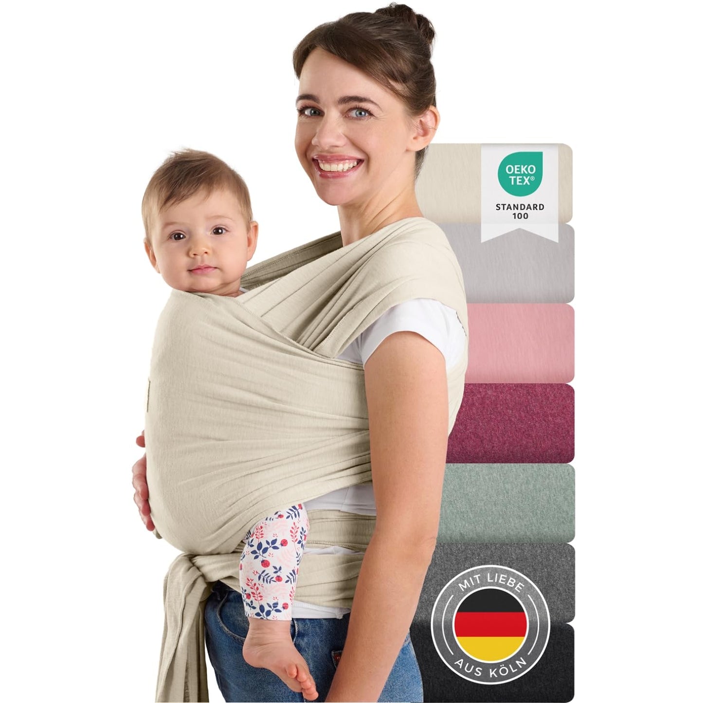 Tragetuch für Neugeborene bis 15 kg (OEKO-TEX), Beige
