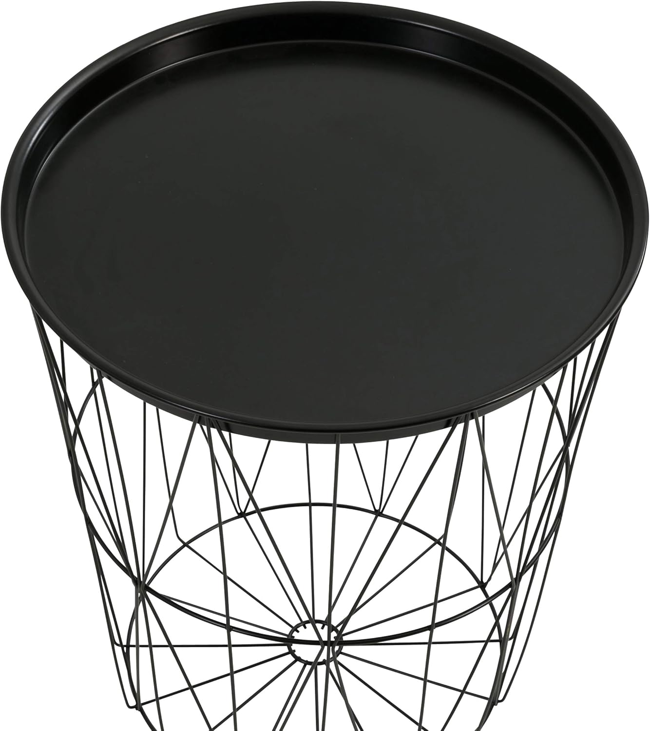 Drahtkorb-Beistelltisch, Ø ca. 40 cm Schwarz