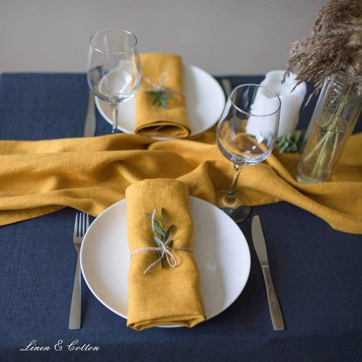 4-teiliges Stoffservietten-Set Hygge, Senfgelb/ Gelb Servietten - 32 x 32cm