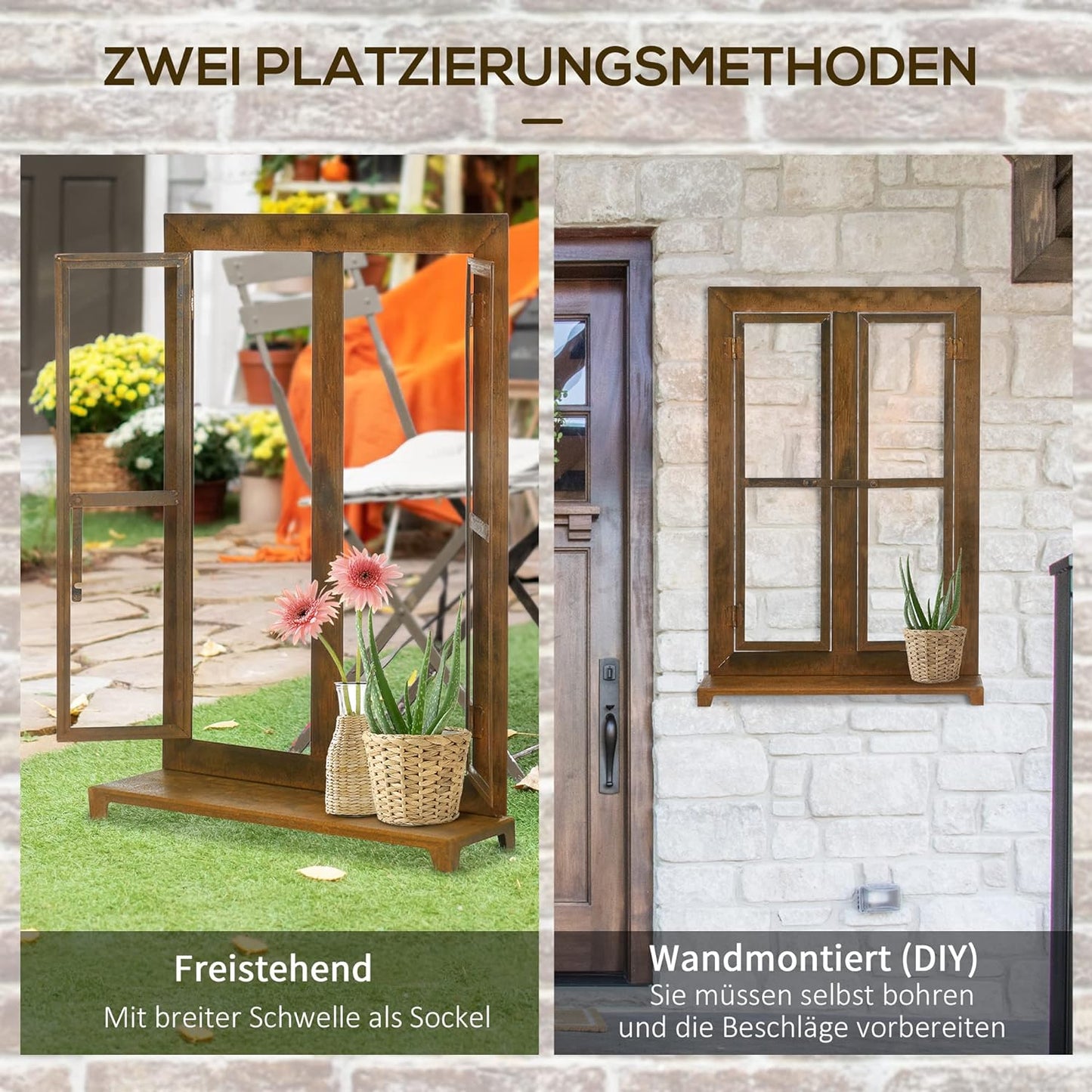 Dekoratives Eisenfenster mit Metallrahmen