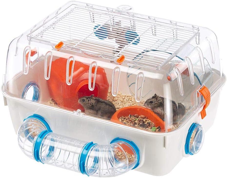 Hamsterkäfig "COMBI 1", L 41 x B 23 x H 30 cm Weiss, Rot, Blau