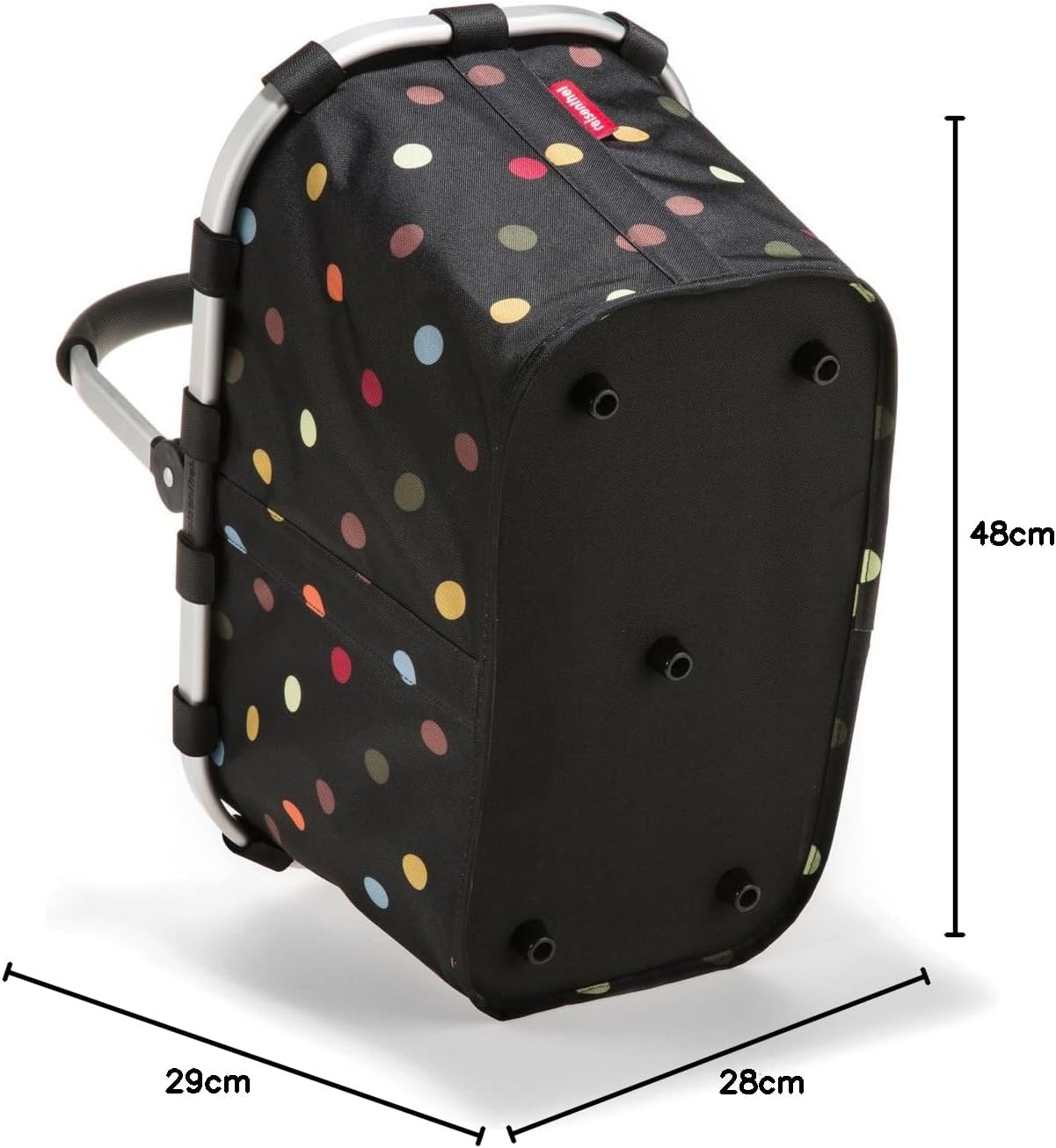 Stabiler Einkaufskorb mit Innentasche, schwarz dots Single