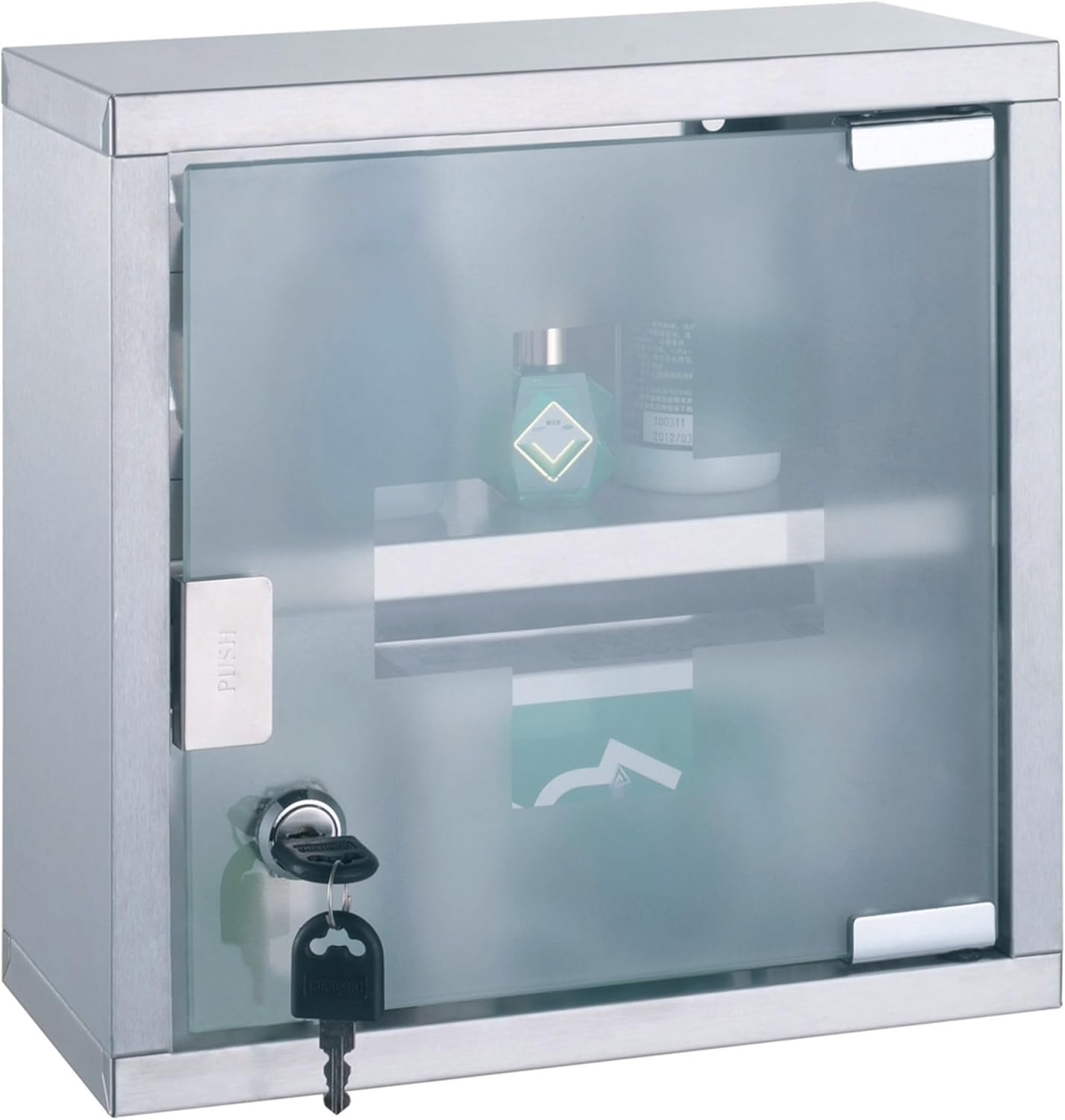 Medizinschrank aus Edelstahl, Grau