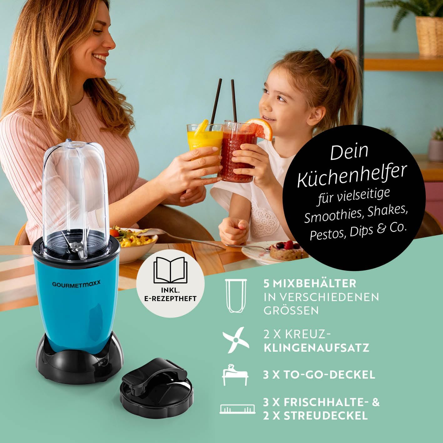 Mr. Magic Power Pro Mixer mit Zubehörset, Mr. Magic Power + | 400W | XL-Set Grün | Schwarz