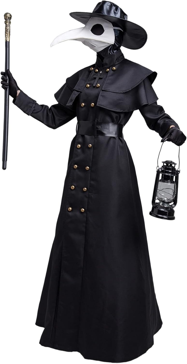 Mittelalter Steampunk Pest-Doktor, XL Schwarz