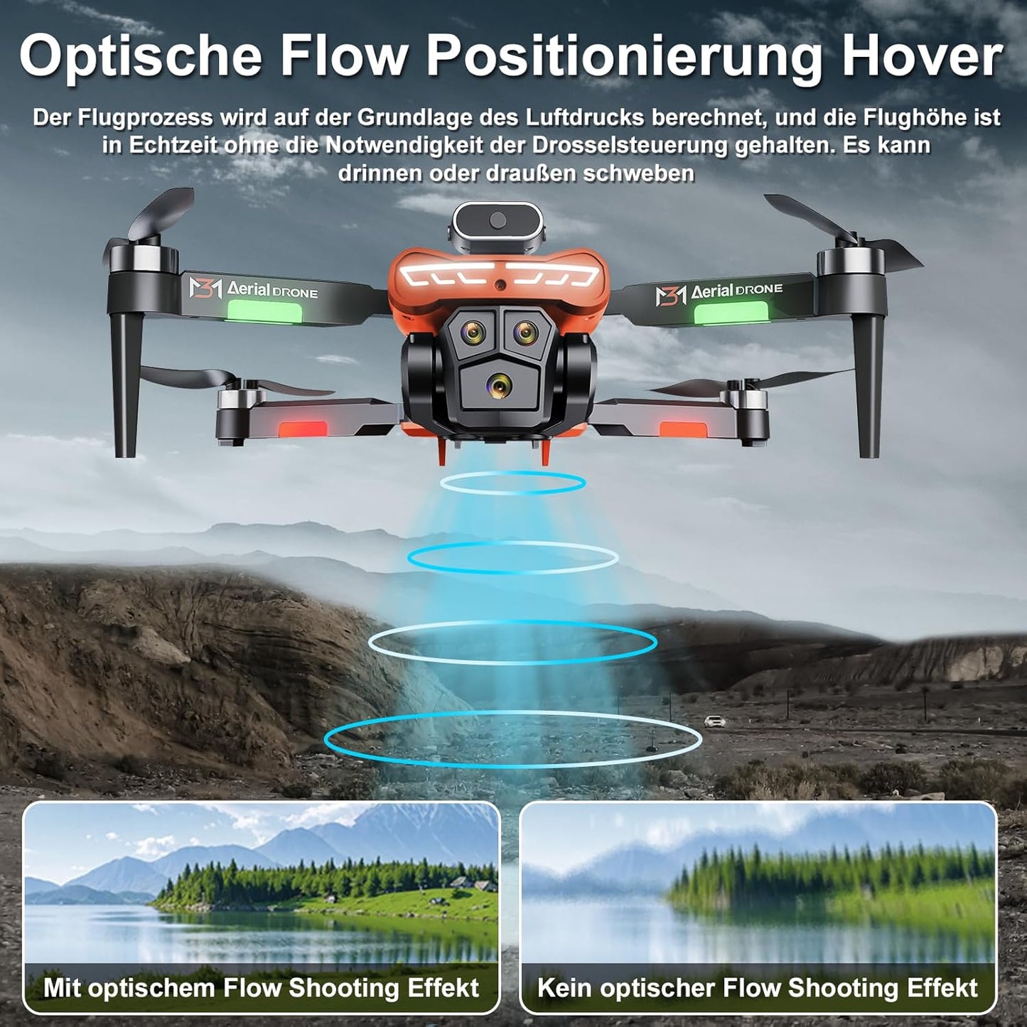 Drohne mit 4K-Kamera und 360° Hindernisvermeidung, Schwarz