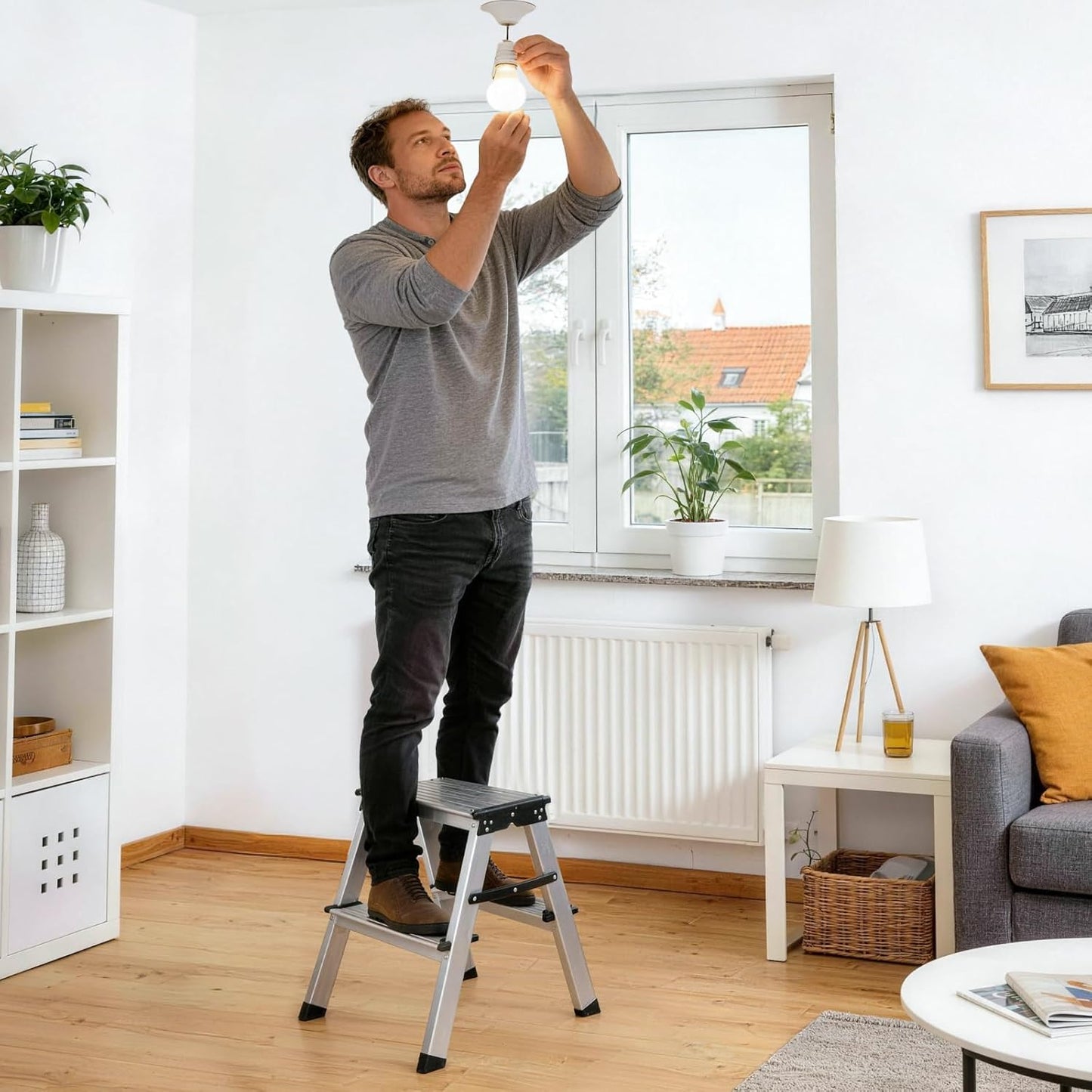 Klappbare Aluleiter mit 2 Stufen, 2 stufen (39 cm)