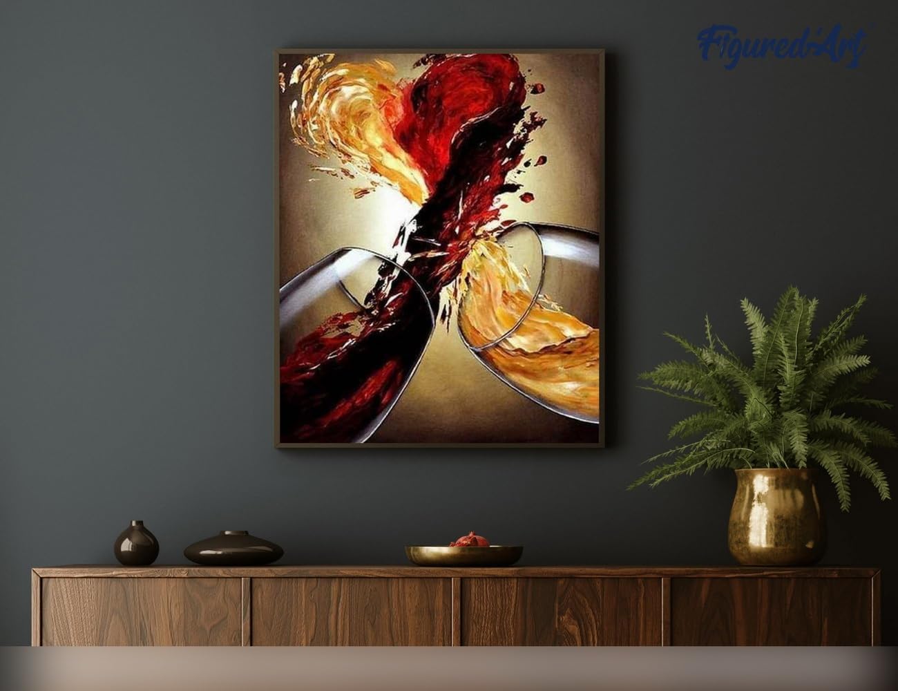 Malen Nach Zahlen Set für Erwachsene mit Rahmen (40x50cm), Rot- und Weißwein 40x50cm Mit Keilrahmen (nicht gespannt)