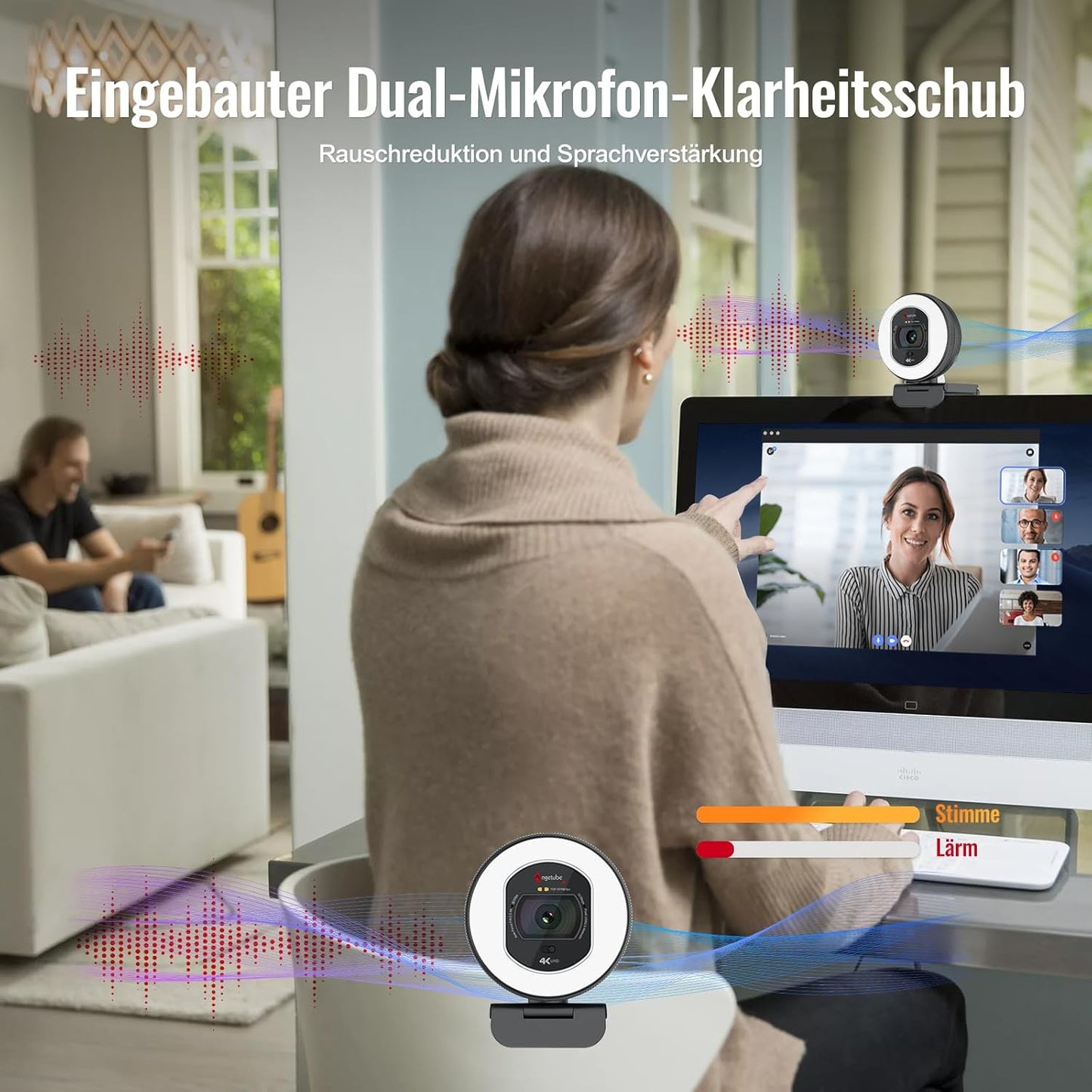 4K UHD Webcam 866MAX mit Licht und AI-Mikrofonen, 866MAX