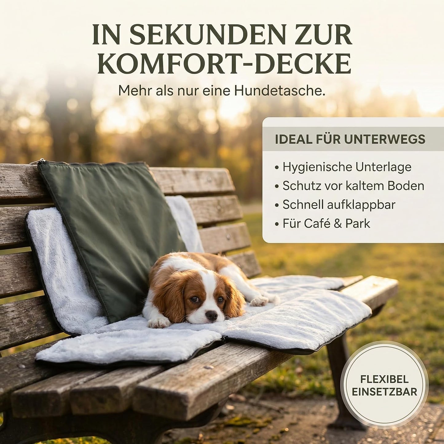 2-in-1 Hundetasche und Reisedecke, Olive Green