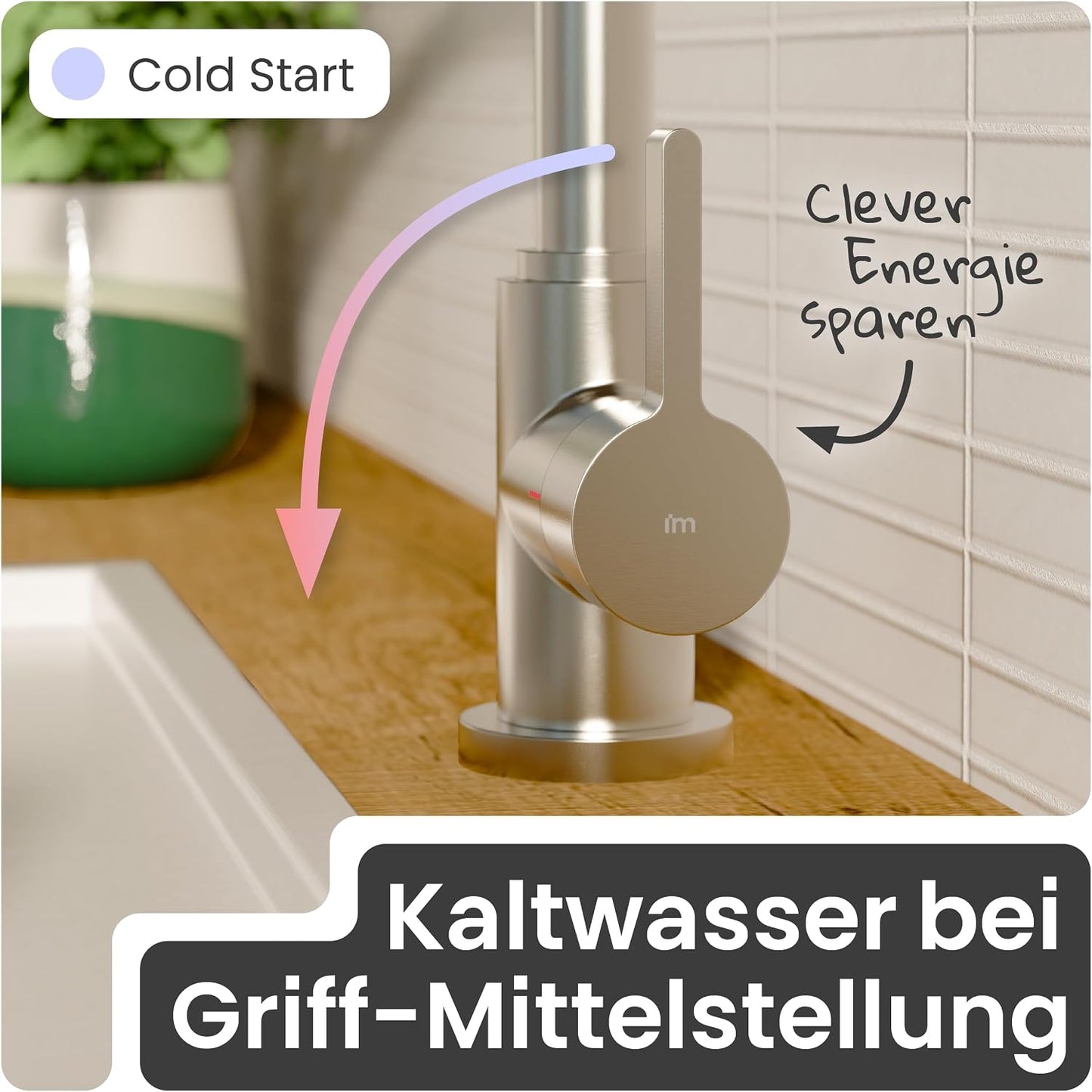 Leona Küchenarmatur 360° schwenkbar Edelstahl, Edelstahl-optik