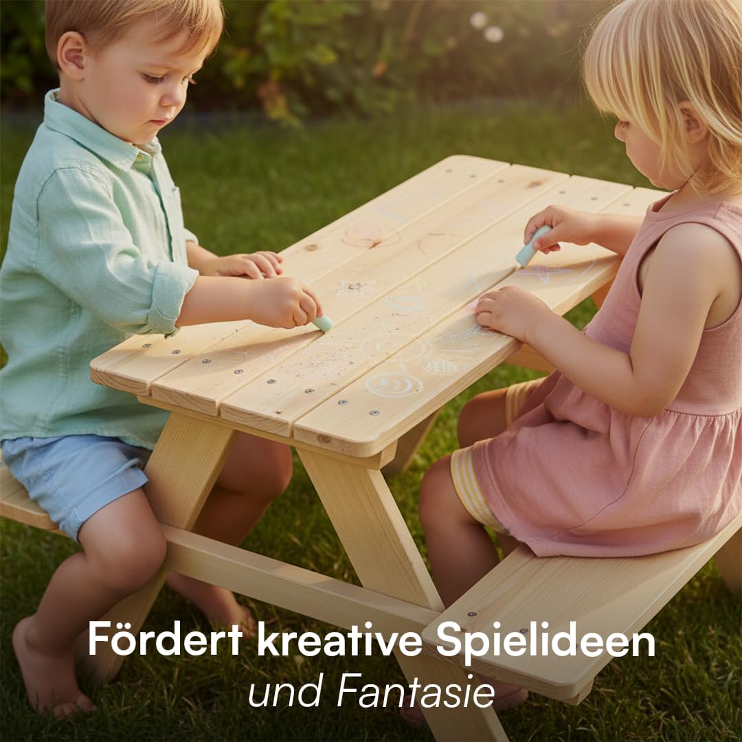 Kindersitzgruppe Picknicktisch (4 Kinder, Outdoor), ohne Lehne