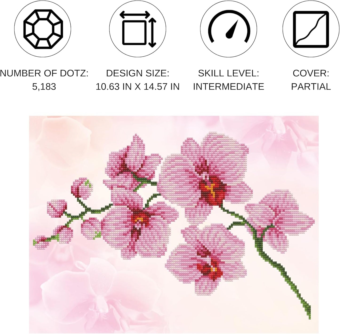 Diamant-Malerei-Set Orchideenspray (37 x 27 cm), 37 x 27cm Orchideenspray