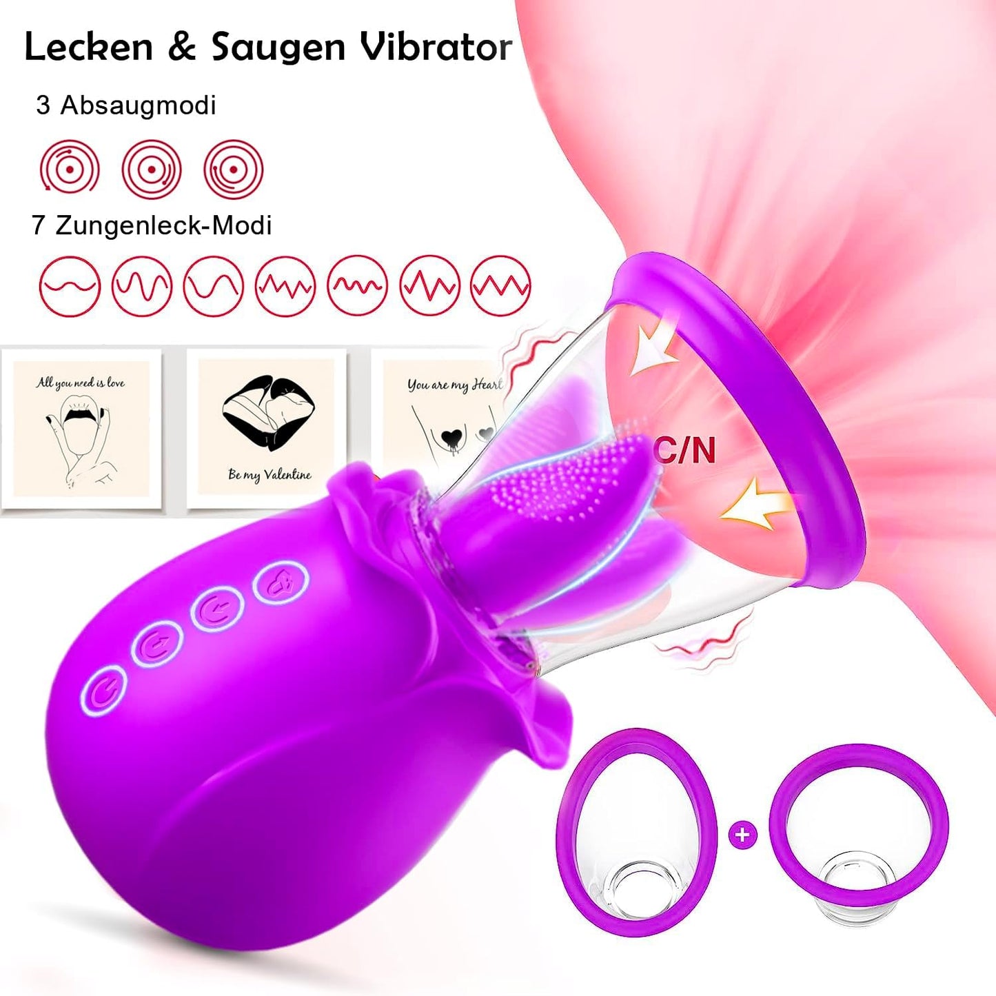 Vibratorenset mit AI-Sync Vibration und Saugfunktion, Lila