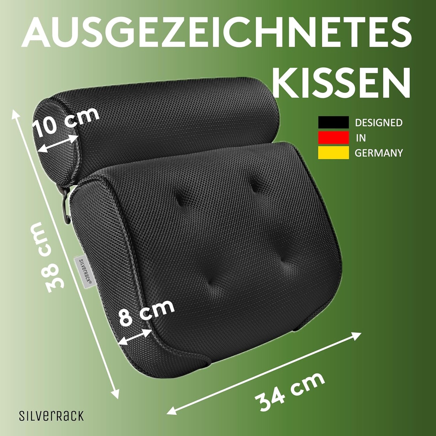 Nackenkissen für Badewanne - Geschenkidee Weihnachten, 3D Schwarz
