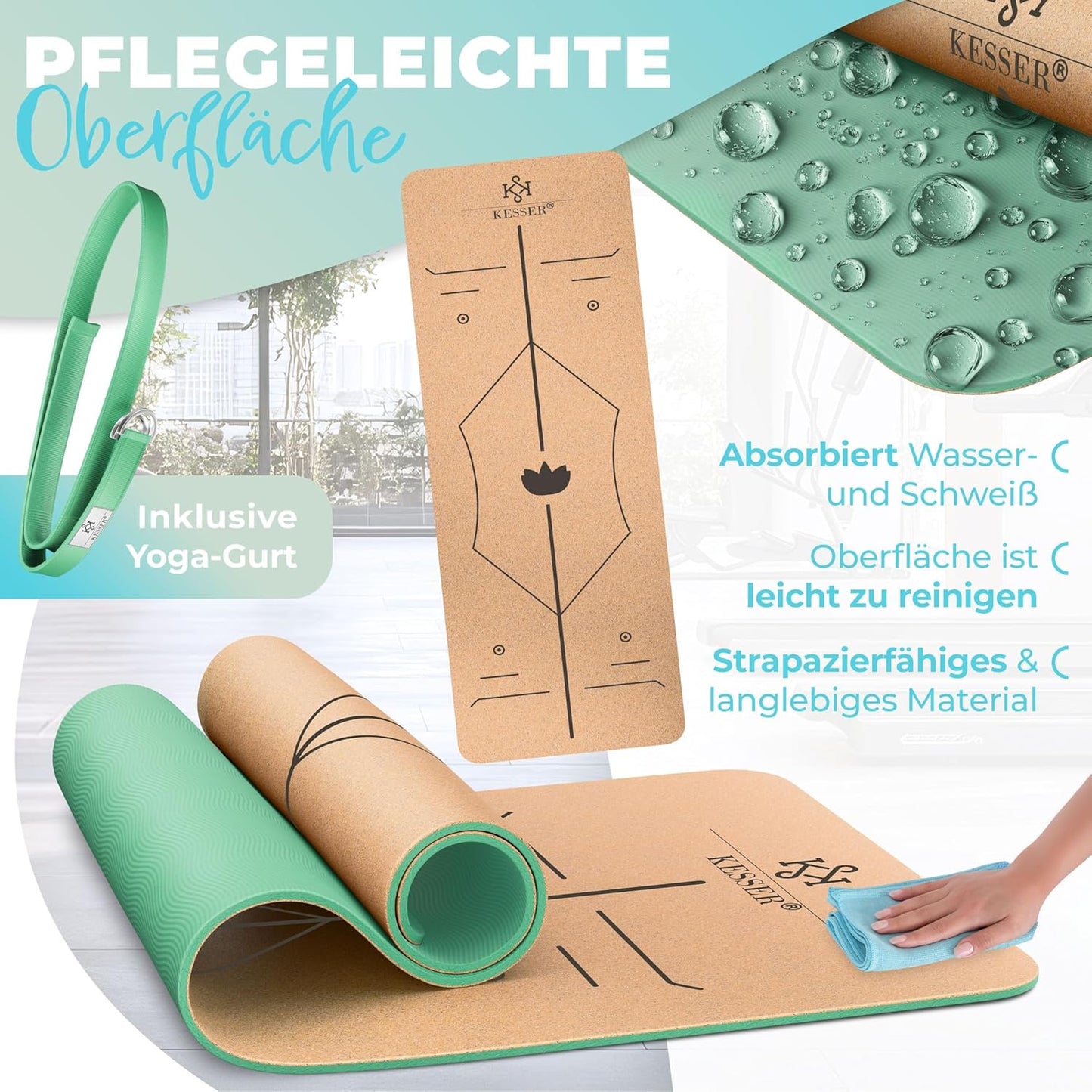Yogamatten-Set, Mint Grün