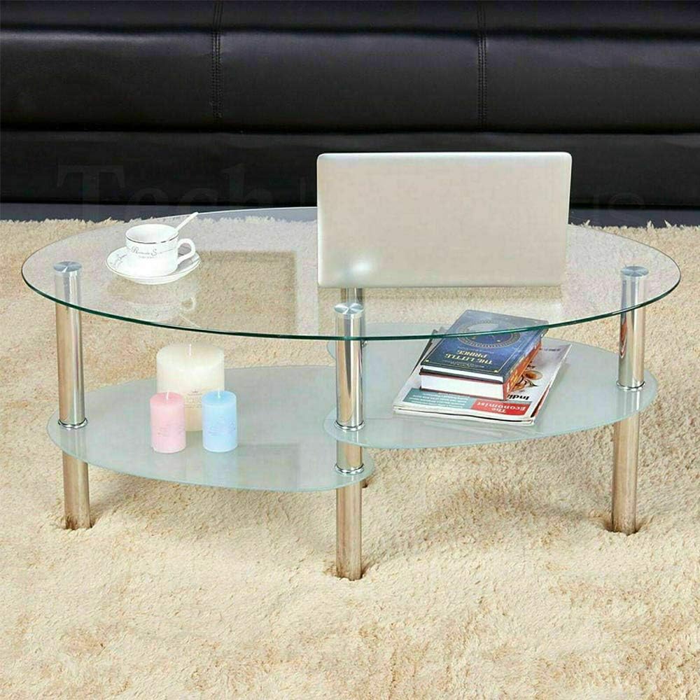 Ovaler Couchtisch, Transparent+weiss