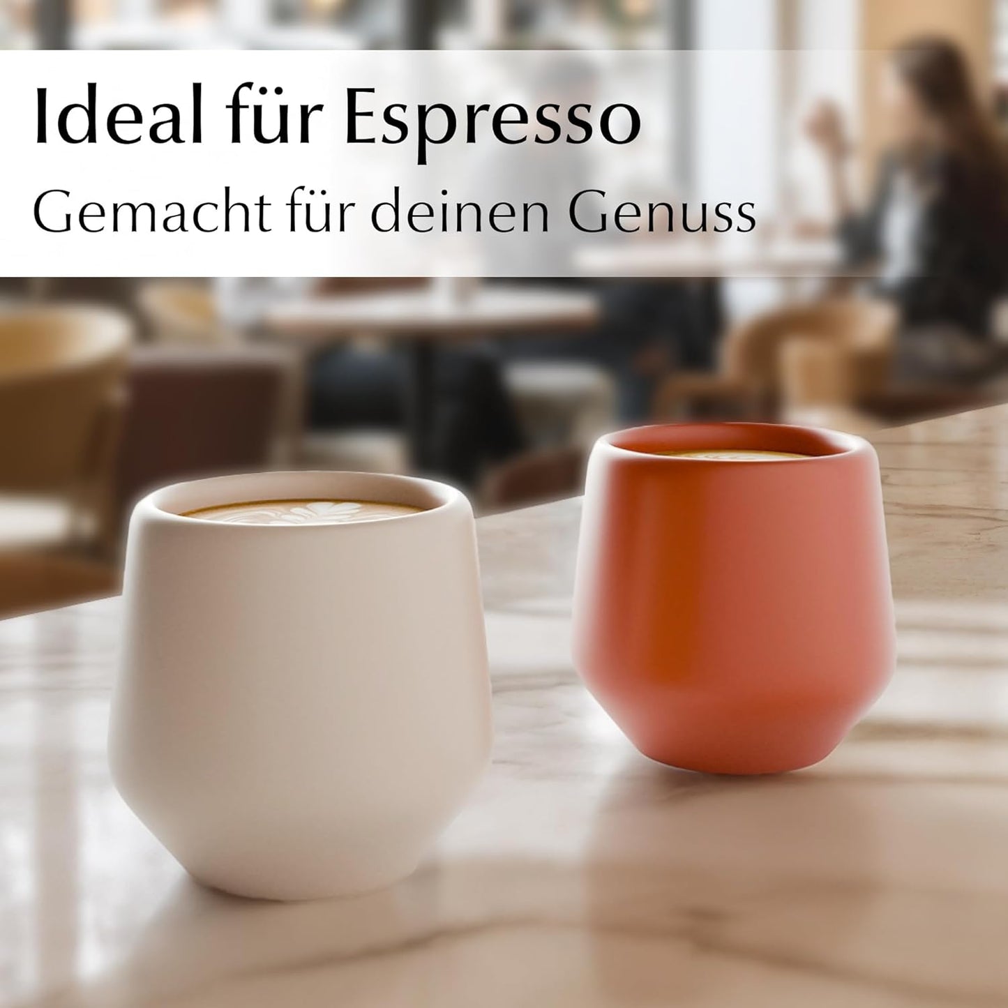 4er-Set Espressotassen ohne Henkel, Beige Pastel