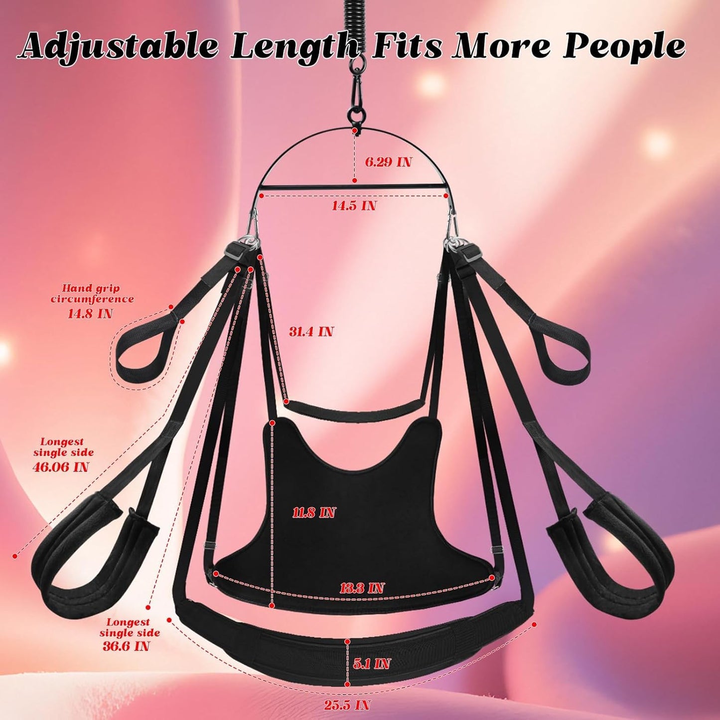 360° drehbare Sexschaukel mit Komfortsitz, Black