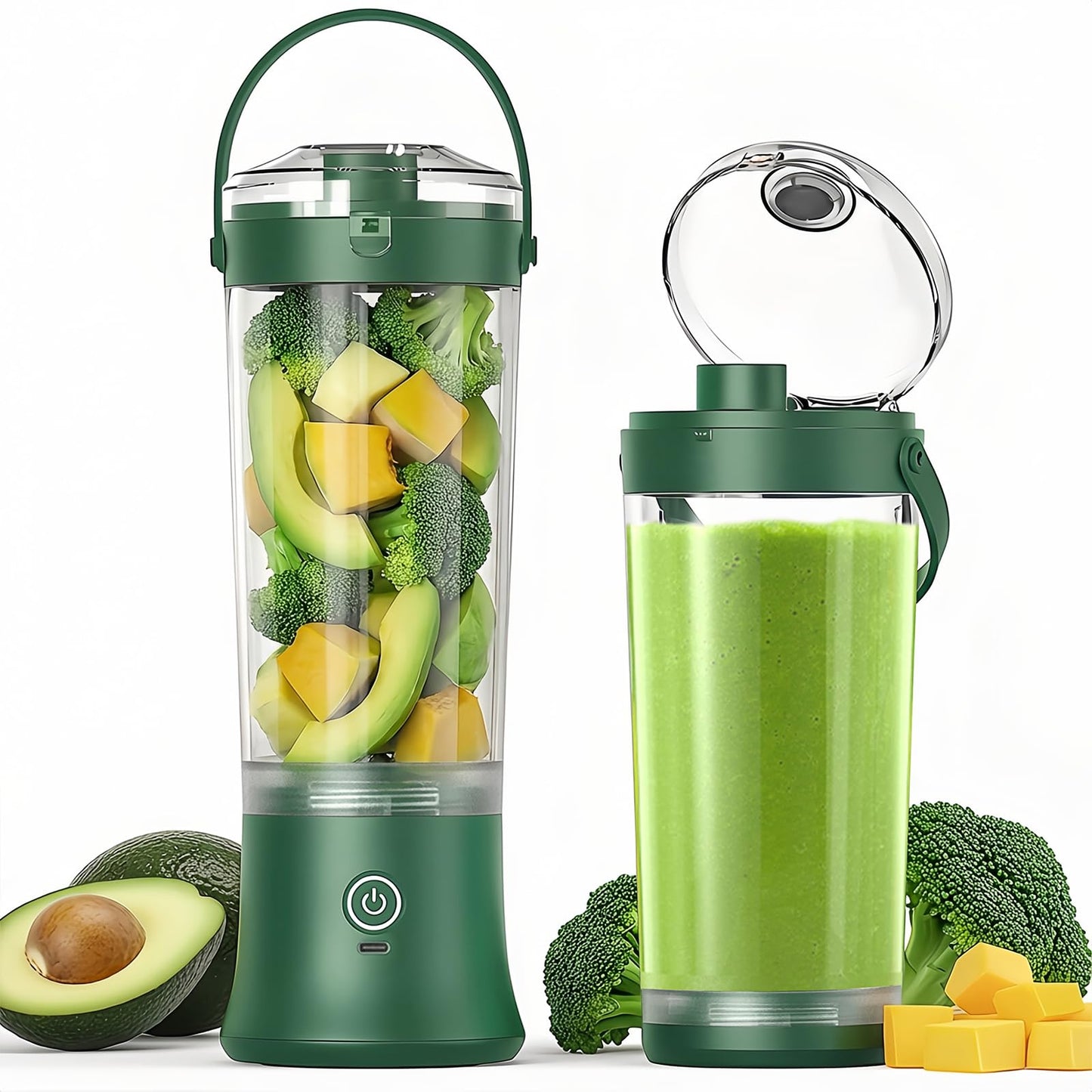 Tragbarer Mixer für Shakes und Smoothies, 8.5 cm x 8.5 cm x 28.5 cm Schwärzlichgrün