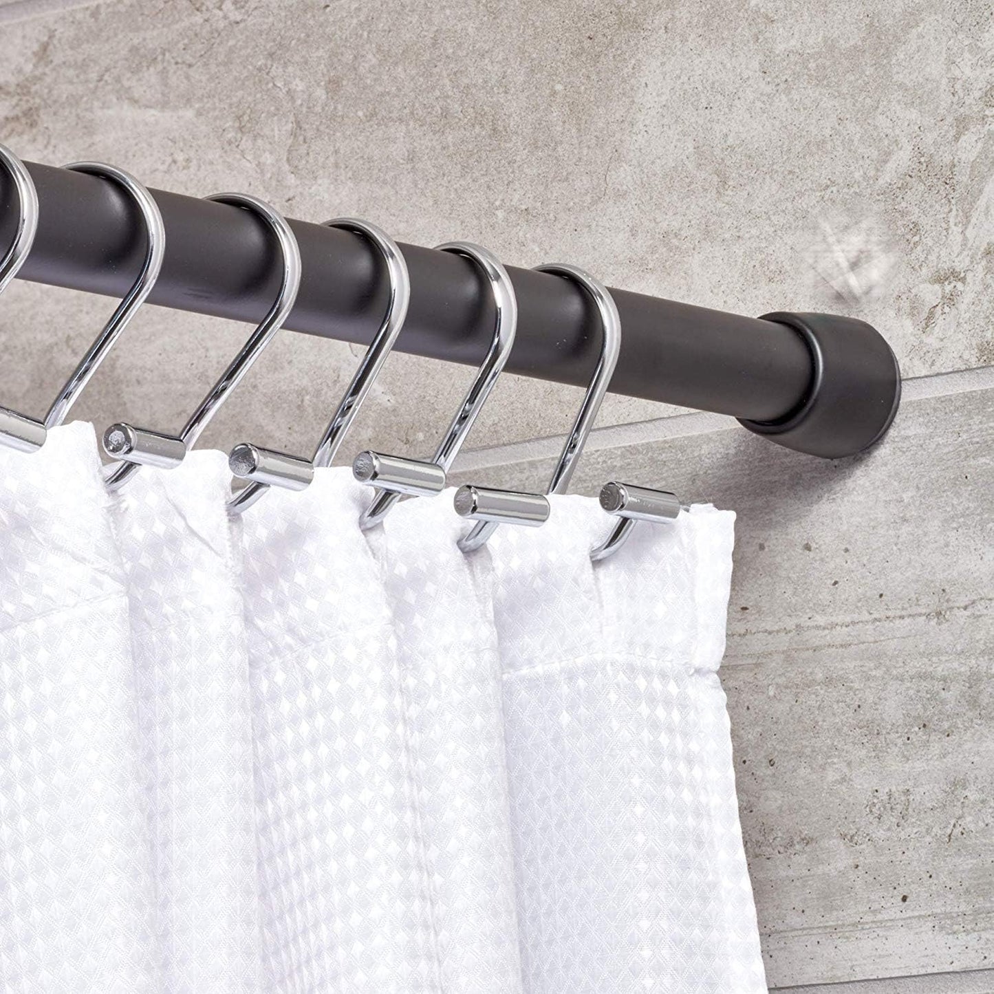 Teleskop-Duschvorhangstange ohne Bohren, Mattschwarz 66 - 107 cm