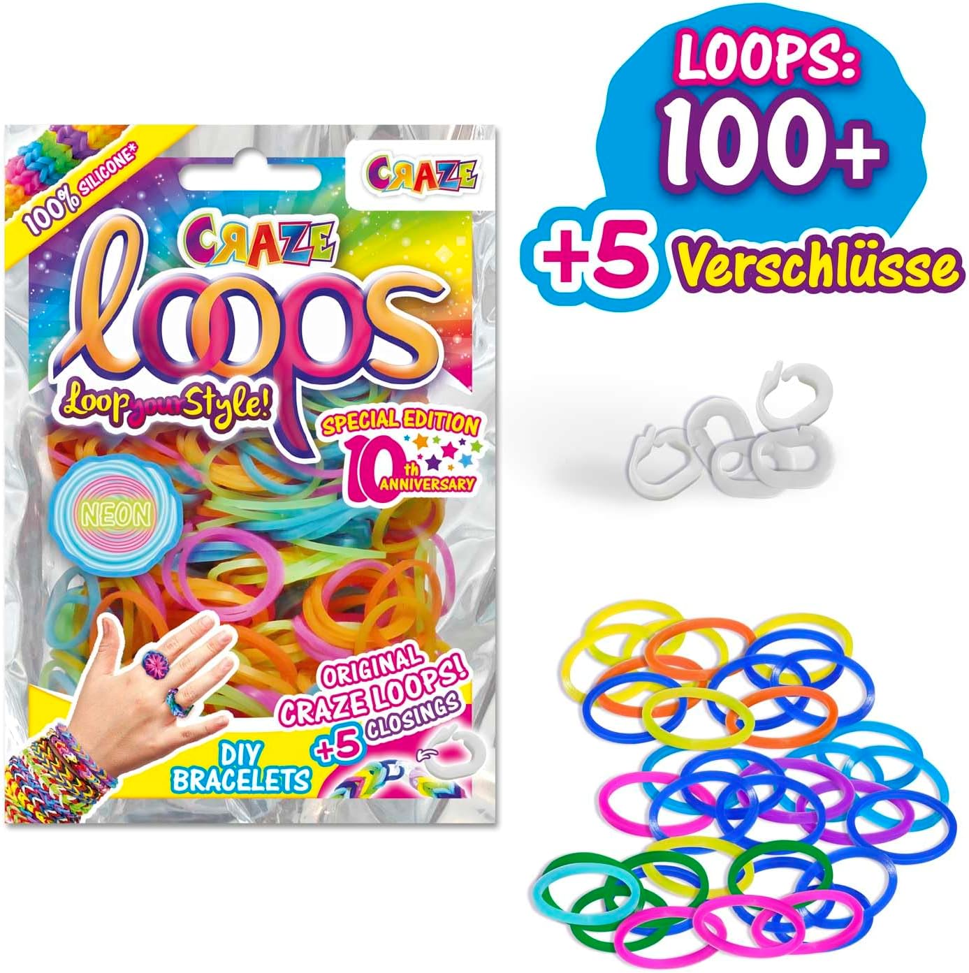 Loom Bänder Set mit Verschlüssen, Loops - Bag 100 B24