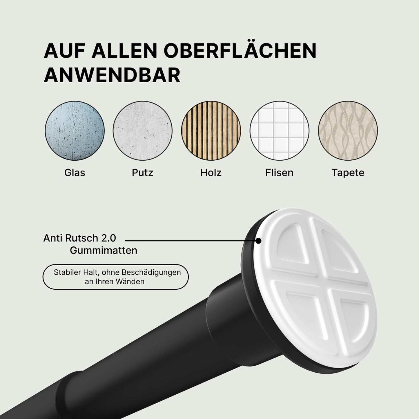 Klemmstange für Gardinen, 50-80 cm Matt Schwarz