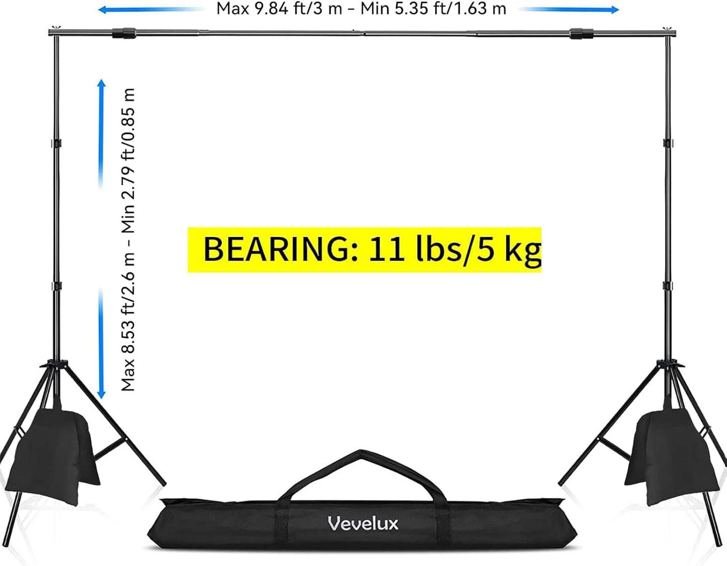 Verstellbares Hintergrundsystem, 2,6x3M