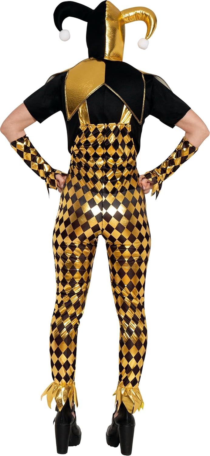 Goldenes Harlekin-Kostüm für Damen, S