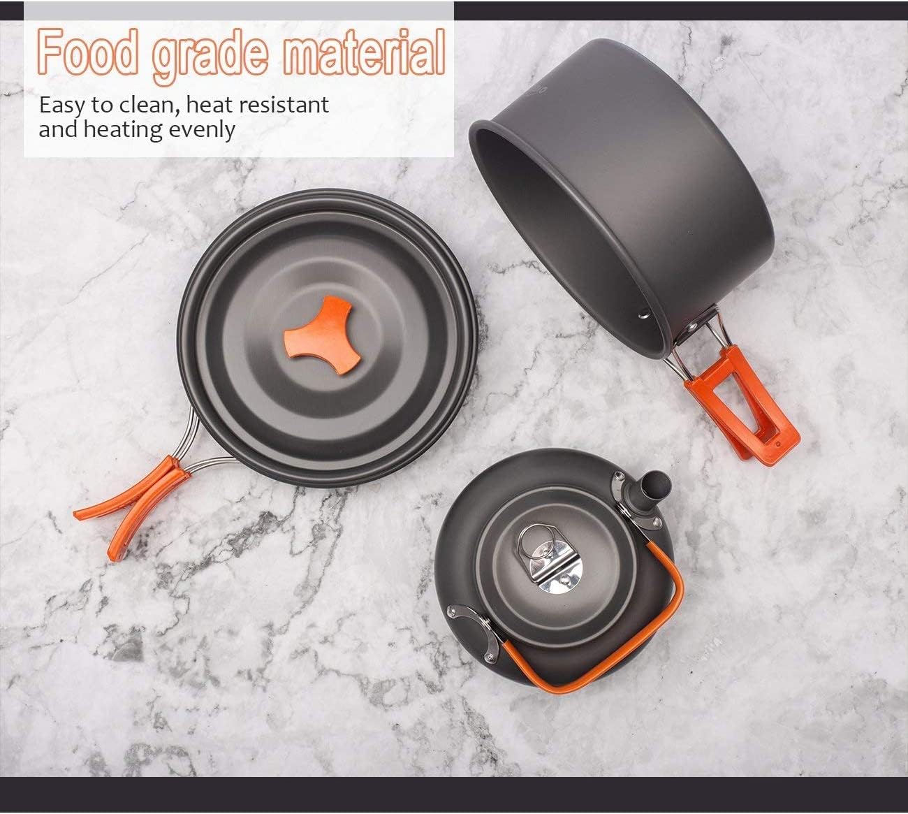 Camping Kochgeschirr-Set DS300 mit Kaffeekanne & Teekanne, DS300, Orange