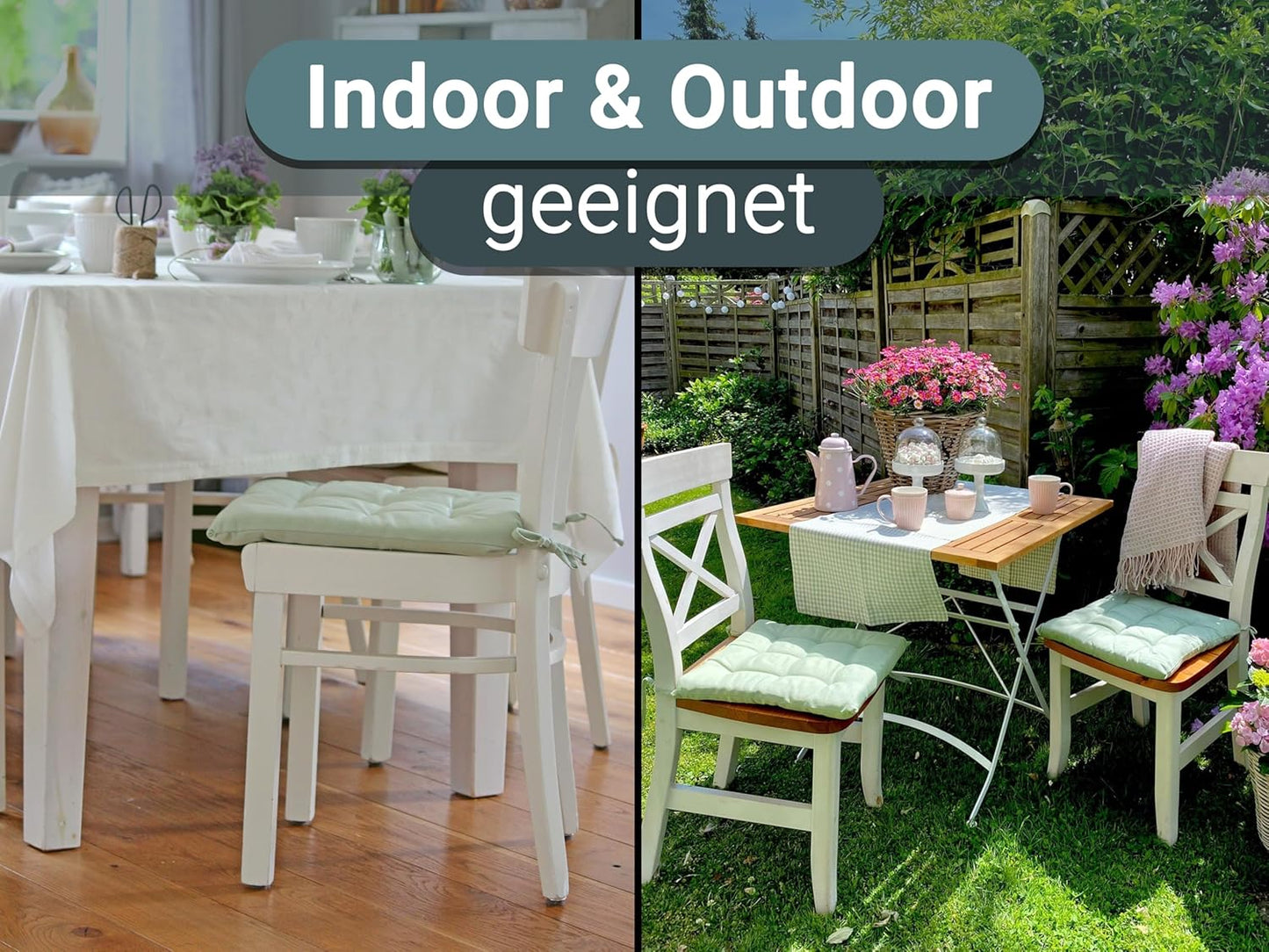 4er Sitzkissen Set, 4 Stück (1er Pack) Lindgrün