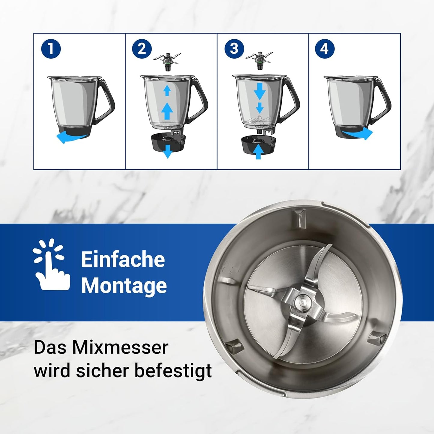 Ersatzmesser für Thermomix TM6 Küchenmaschine, Mixmesser