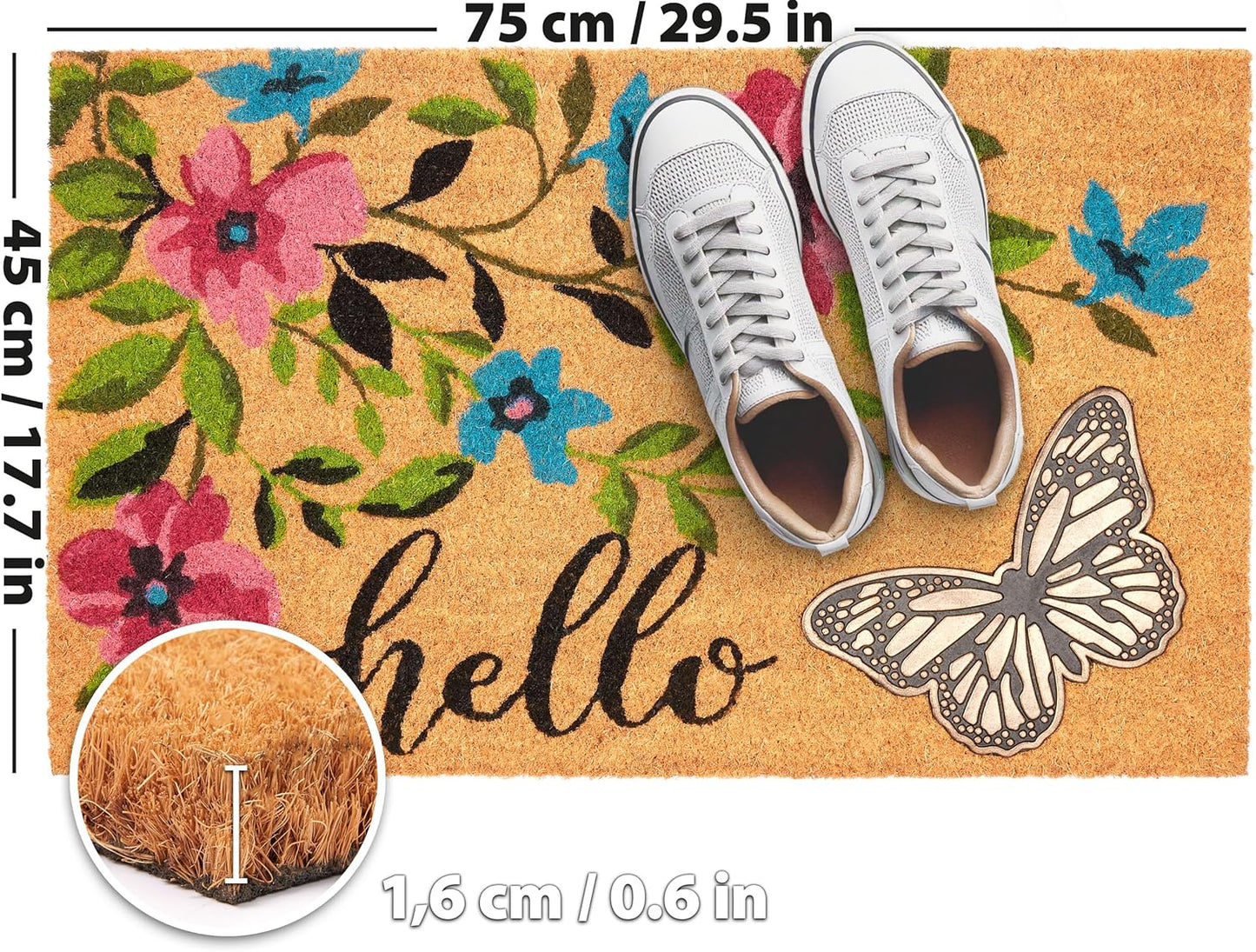 Antirutsch Fussmatte, Hello - Schmetterling