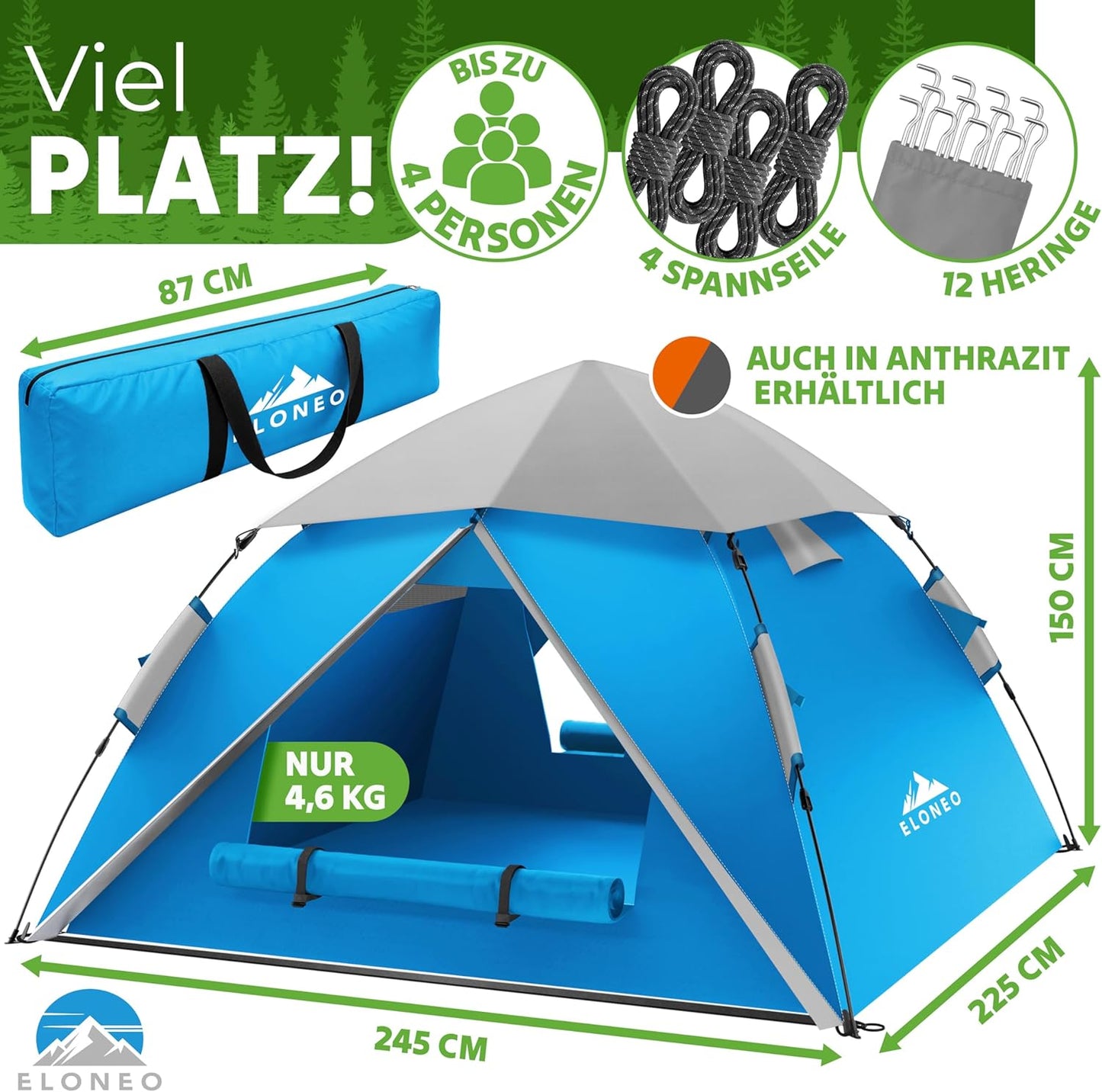 Wurfzelt, Blau