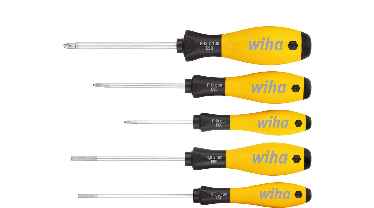 Schraubendreher-Set SoftFinish ESD, 5-teilig, Schlitz/PH