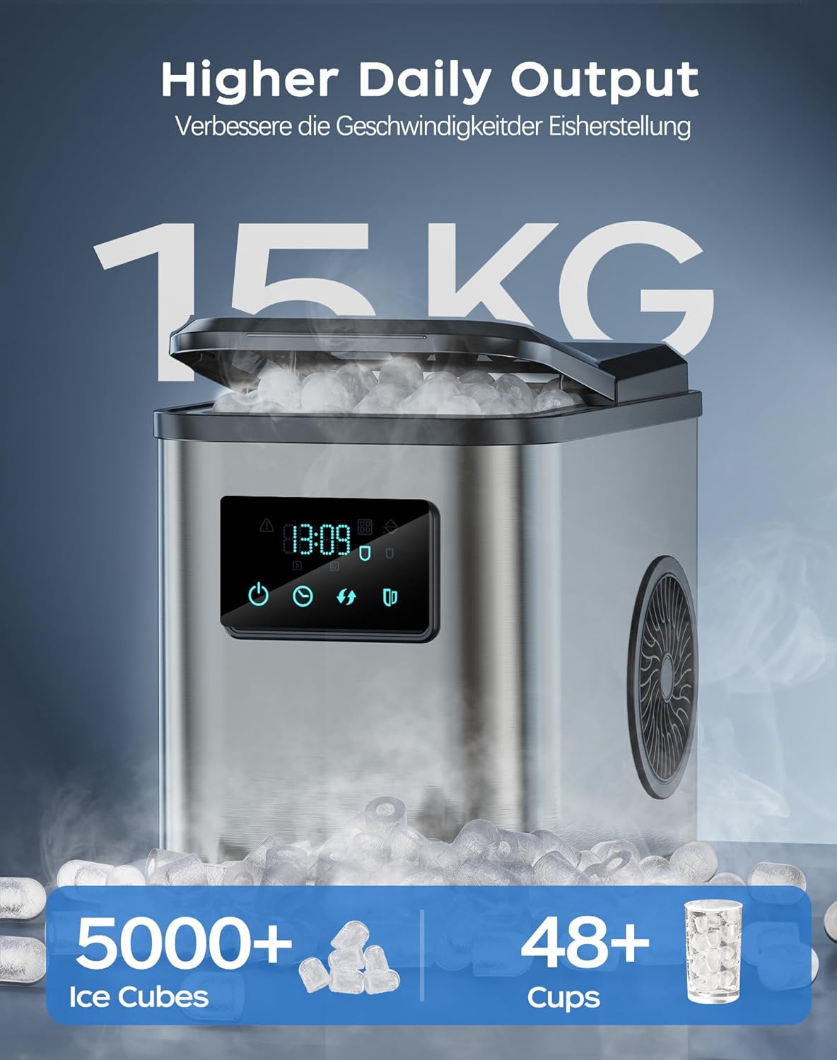 Eiswürfelmaschine, Metallisch