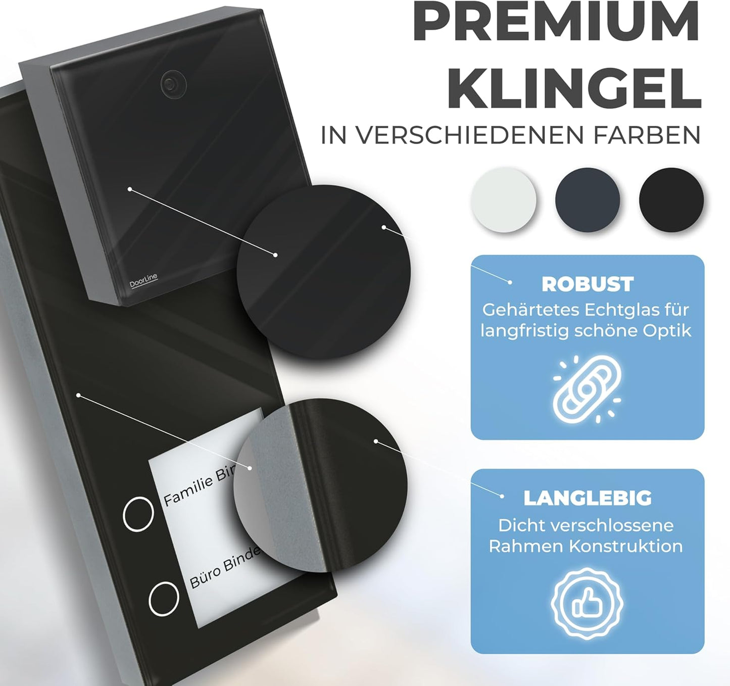 2-Familien-Video Türklingel, 313,5 x 87 x 34 Schwarz