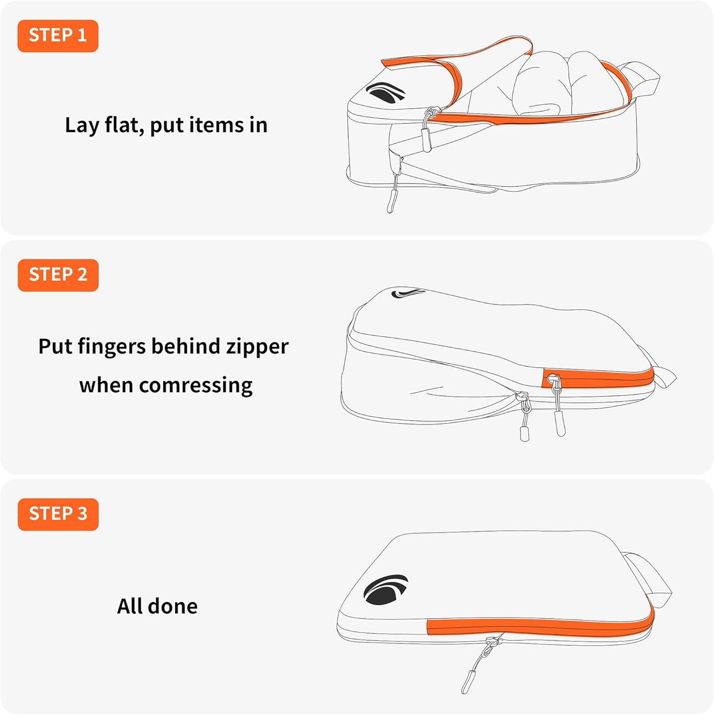 3er-Set Kompressions-Packwürfel, 3PCS Grey
