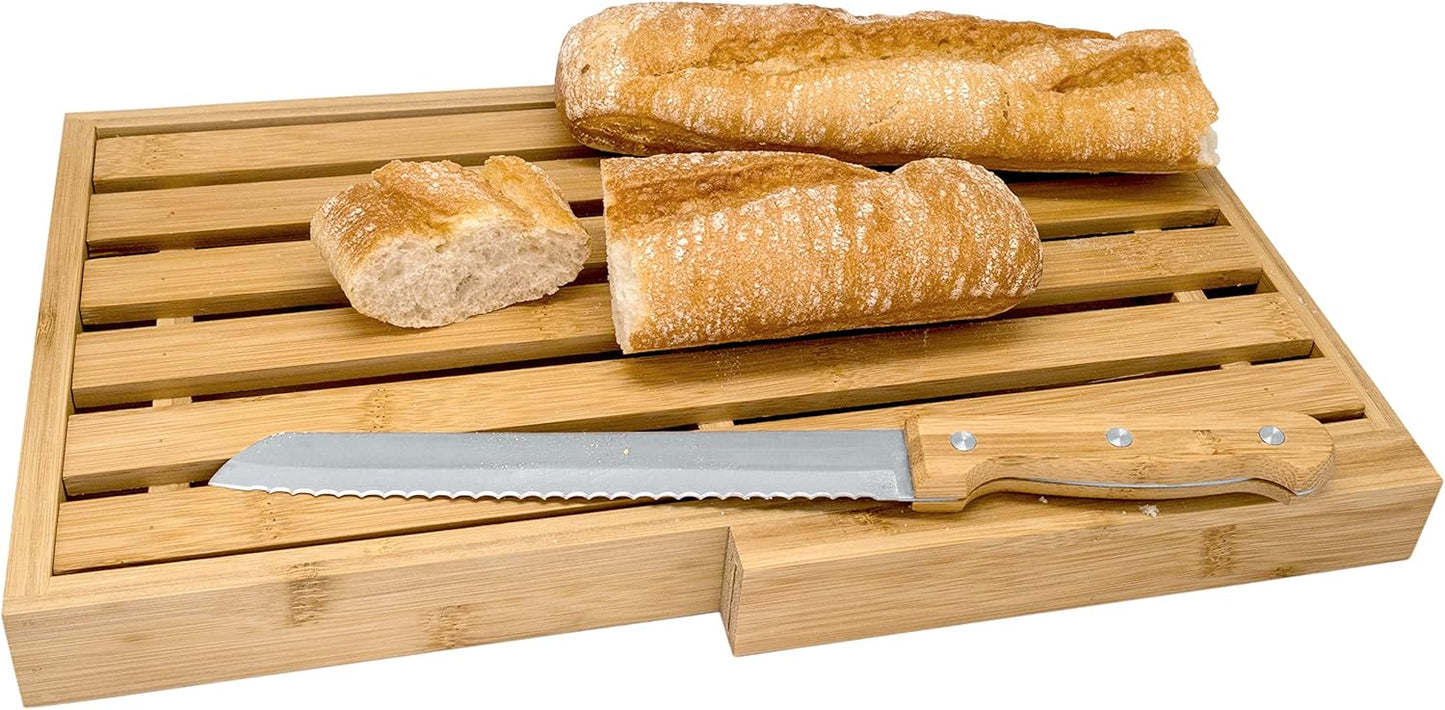 Brotschneidebrett mit Messer und abnehmbarem Gitter, Mit Messer
