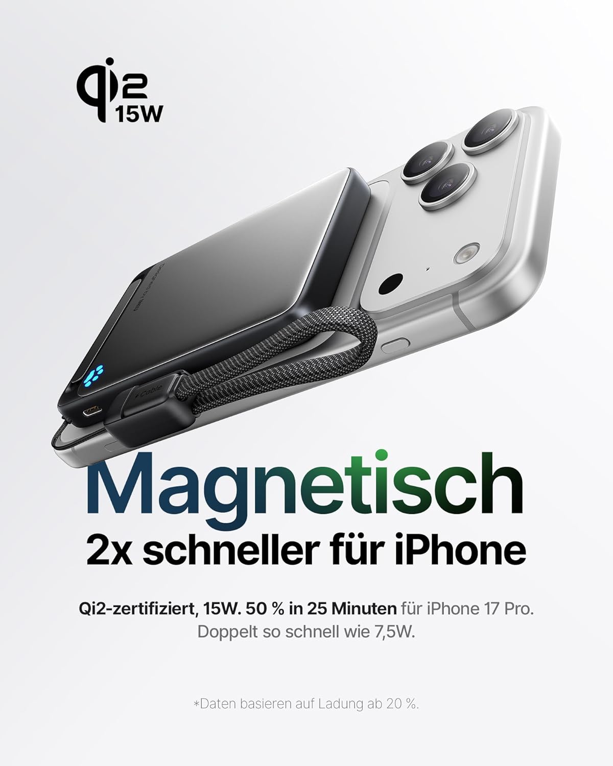 Magnetische Powerbank, Schwarz 10000mAh