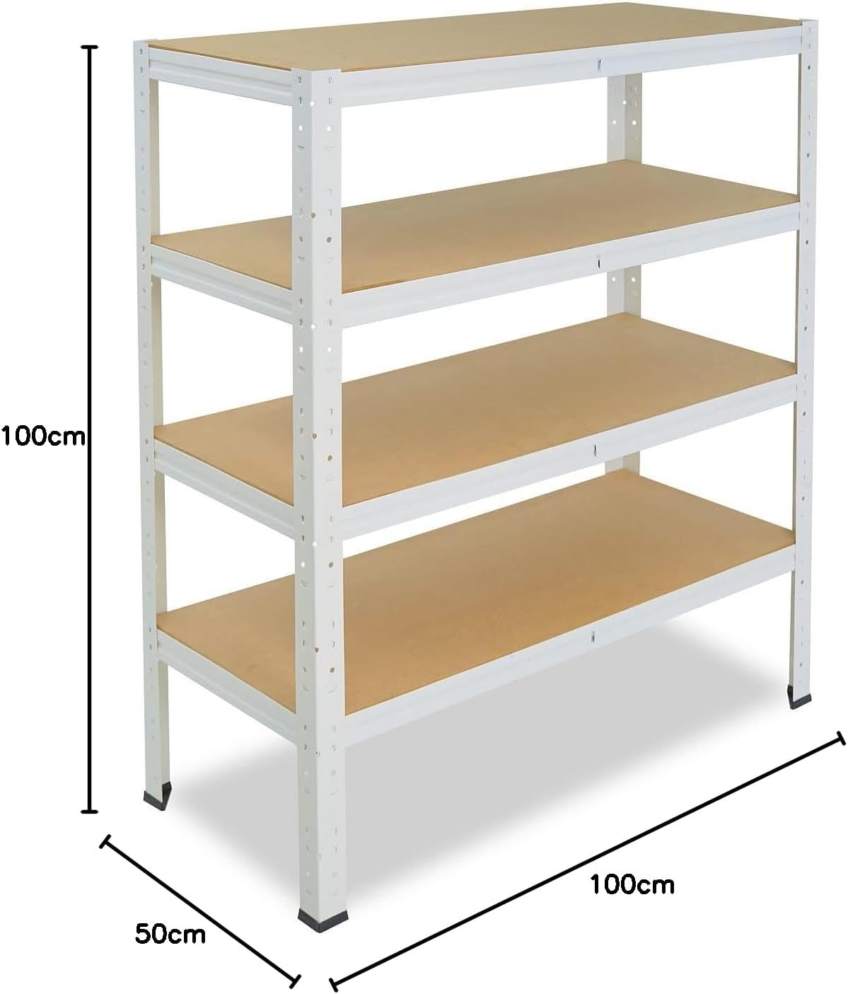 Schwerlast-Steckregal mit 4 Böden, H: 100cm / B: 100cm / T: 50cm
