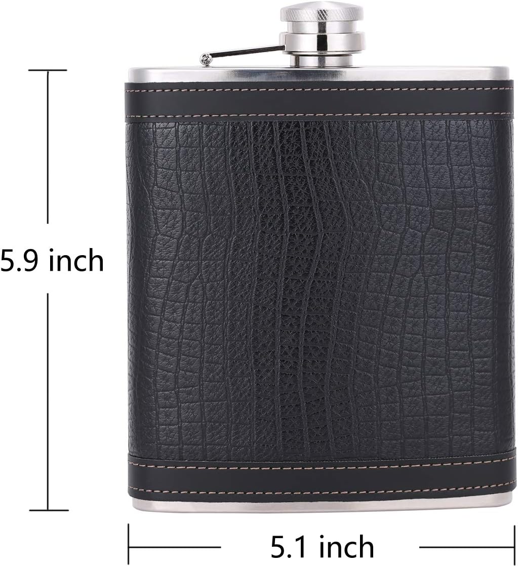 Flachmann aus Edelstahl mit Lederummantelung, 18 oz 5. Schwarz(3)