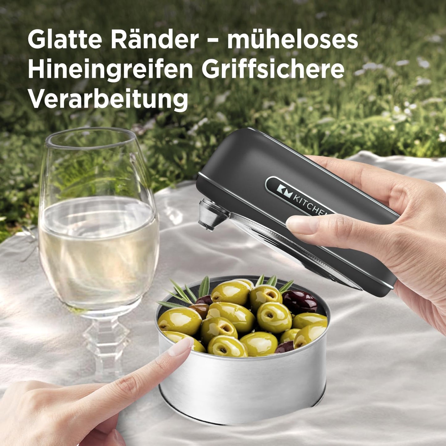 Wiederaufladbarer Dosenöffner mit USB-C und Auto-Abschaltung, Schwarz