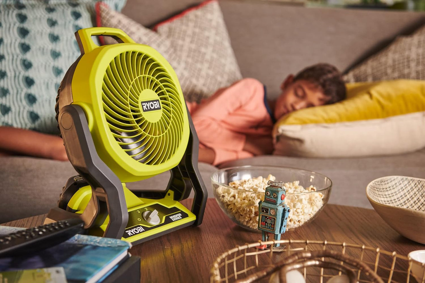 Whisper One+ Akku-Ventilator mit 3 Geschwindigkeiten, Trommel-Ø 19 cm ohne Akku + Ladegerät