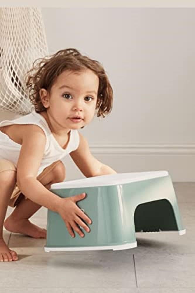 Rutschfester Tritthocker für Kinder, Graugrün/Weiss